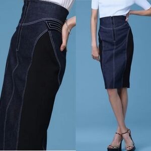 Diane Von Furstenberg Blue and Black Pencil Skirt